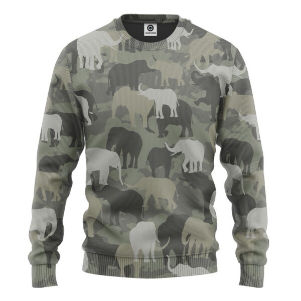 Gearhuman 3D Elephants Camo Custom Tshirt Hoodie Apparel GV08127 3D Apparel Long Sleeve S 