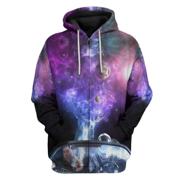 Gearhuman 3D Elon Musk smoking out space Hoodie Apparel GV16075 3D Custom Fleece Hoodies Zip Hoodie S