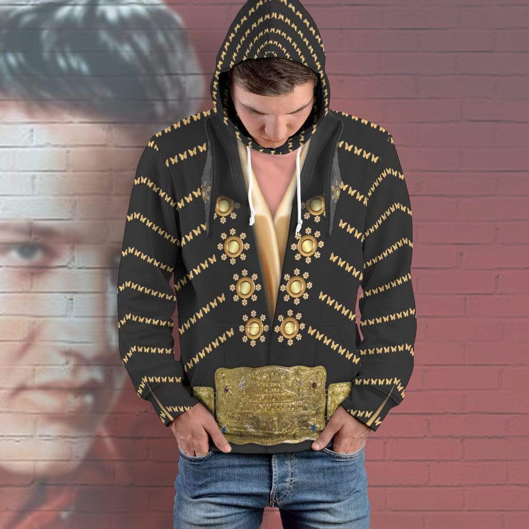 Gearhuman 3D Elvis Presley Custom Hoodie Apparel GL10083 3D Custom Fleece Hoodies