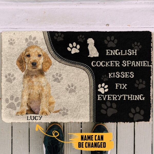 Gearhuman 3D English Cocker Spaniel Kisses Fix Anything Custom Name Doormat GV010319 Doormat
