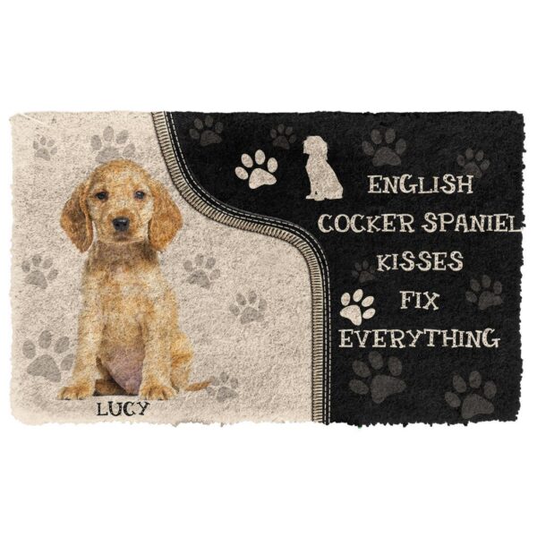 Gearhuman 3D English Cocker Spaniel Kisses Fix Anything Custom Name Doormat GV010319 Doormat Doormat S(15,8''x23,6'')
