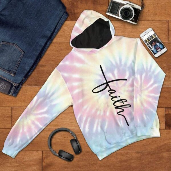 Gearhuman 3D Faith Tie Dye Custom Hoodie Apparel GW15076 3D Custom Fleece Hoodies 