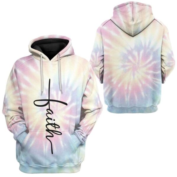 Gearhuman 3D Faith Tie Dye Custom Hoodie Apparel GW15076 3D Custom Fleece Hoodies 