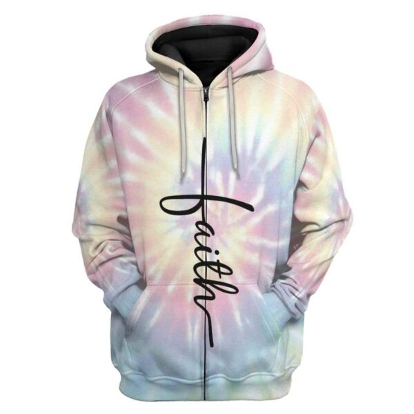 Gearhuman 3D Faith Tie Dye Custom Hoodie Apparel GW15076 3D Custom Fleece Hoodies Zip Hoodie S 
