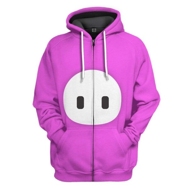 Gearhuman 3D Fall Guys Pink Custom Hoodie Apparel GS12082 3D Custom Fleece Hoodies Zip Hoodie S
