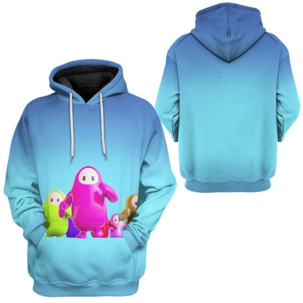 Gearhuman 3D Fall Guys Race Custom Hoodie Apparel GS12083 3D Custom Fleece Hoodies