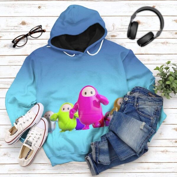 Gearhuman 3D Fall Guys Race Custom Hoodie Apparel GS12083 3D Custom Fleece Hoodies