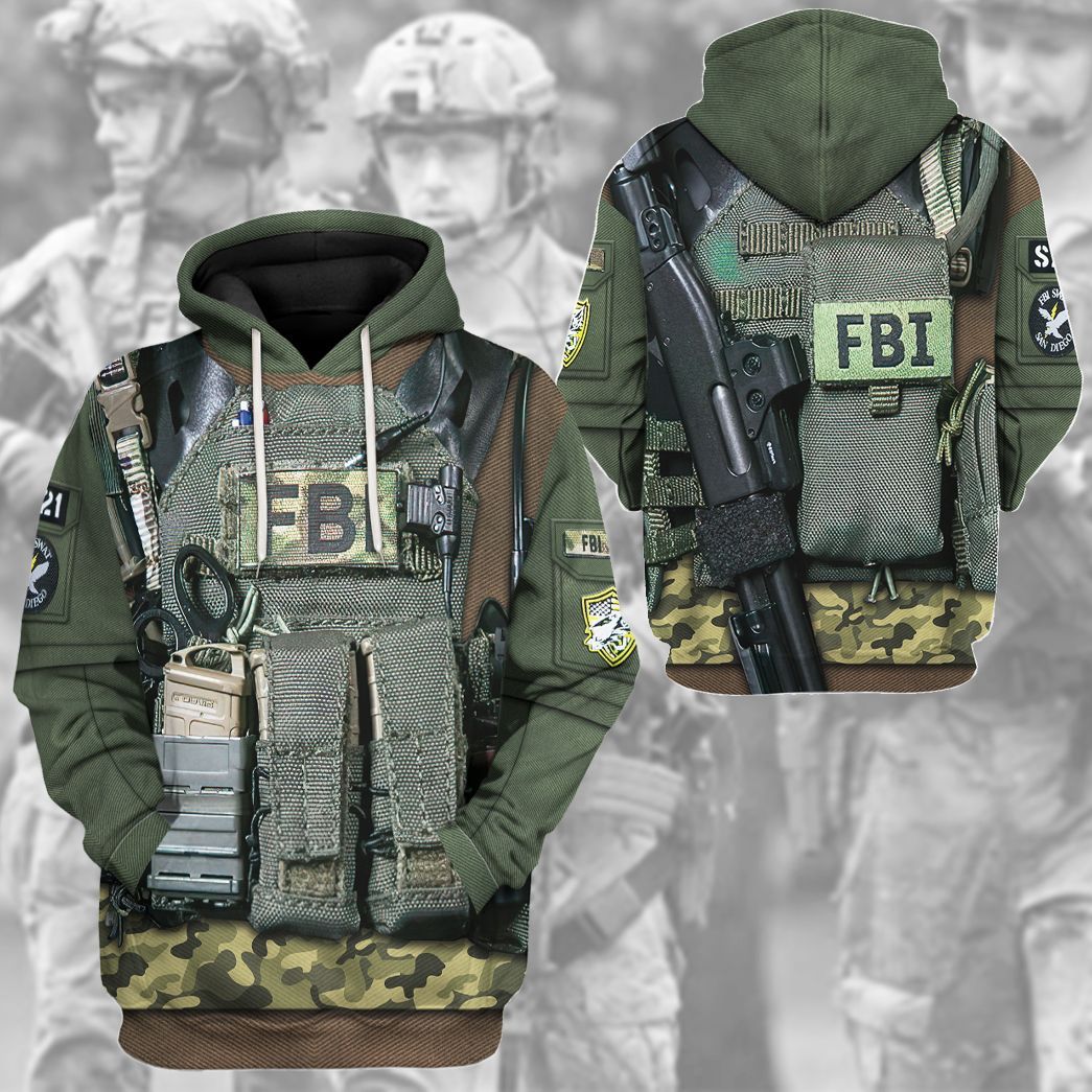 Gearhuman 3D FBI Uniform Custom Tshirt Hoodie Appreal CK24113 3D Apparel