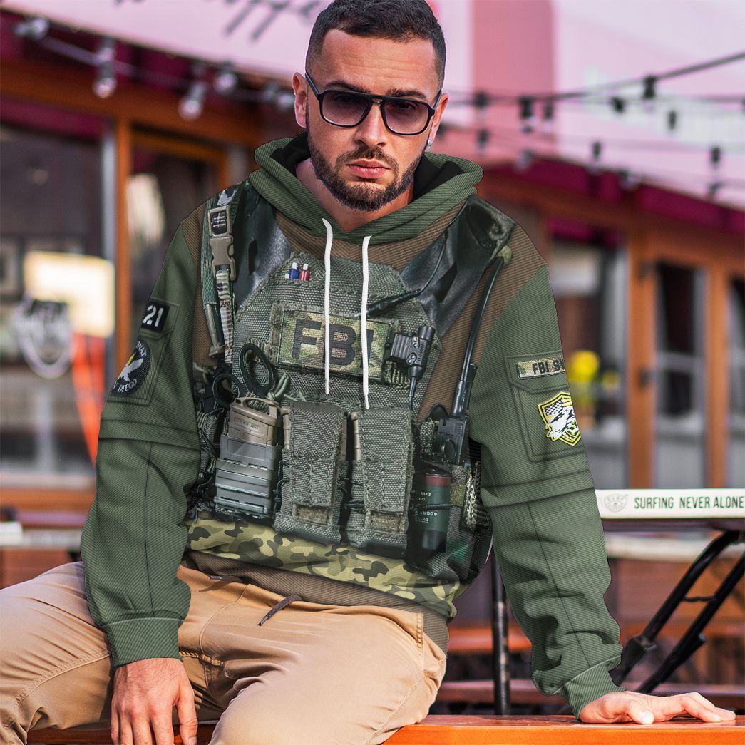 Gearhuman 3D FBI Uniform Custom Tshirt Hoodie Appreal CK24113 3D Apparel
