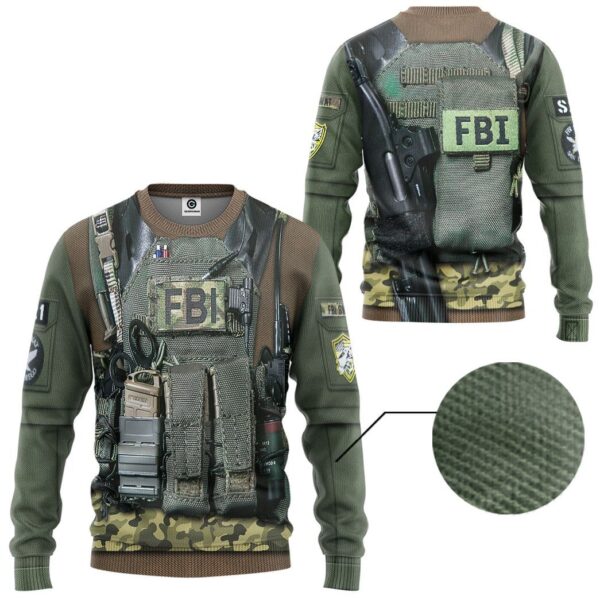 Gearhuman 3D FBI Uniform Custom Tshirt Hoodie Appreal CK24113 3D Apparel