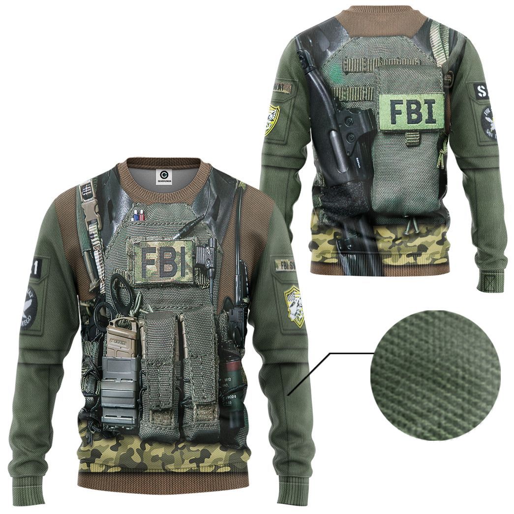 Gearhuman 3D FBI Uniform Custom Tshirt Hoodie Appreal CK24113 3D Apparel