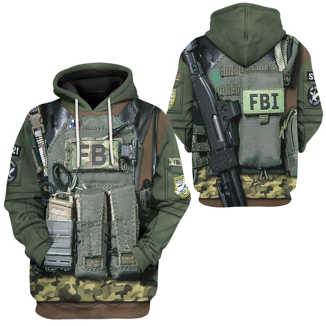 Gearhuman 3D FBI Uniform Custom Tshirt Hoodie Appreal CK24113 3D Apparel
