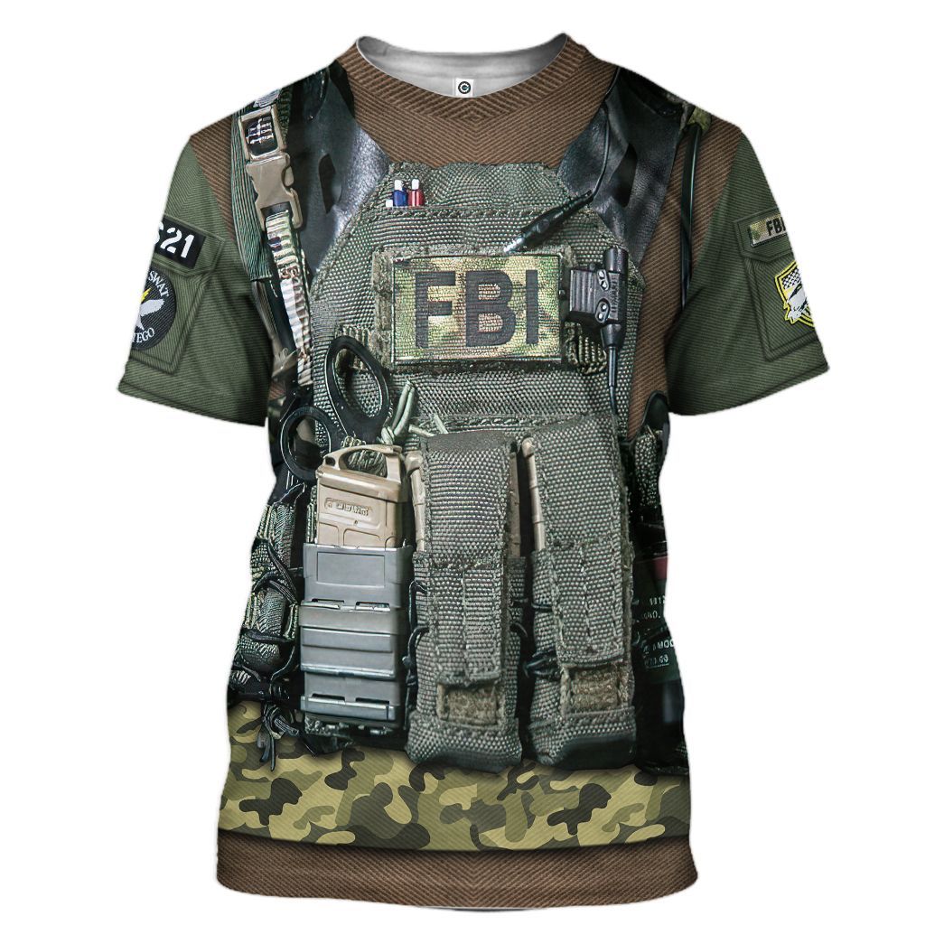 Gearhuman 3D FBI Uniform Custom Tshirt Hoodie Appreal CK24113 3D Apparel T-Shirt S