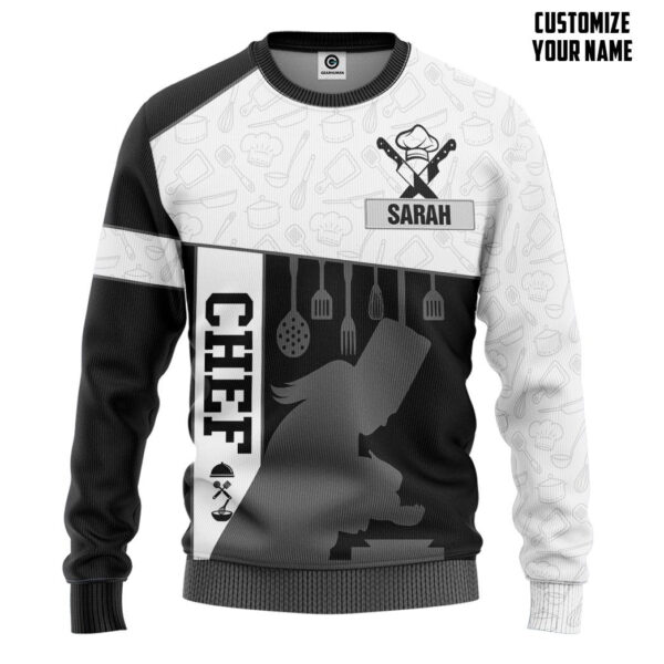 Gearhuman 3D Female Chef Custom Name Tshirt Hoodie Apparel GB02039 3D Apparel Long Sleeve S