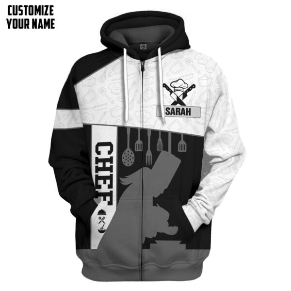 Gearhuman 3D Female Chef Custom Name Tshirt Hoodie Apparel GB02039 3D Apparel Zip Hoodie S