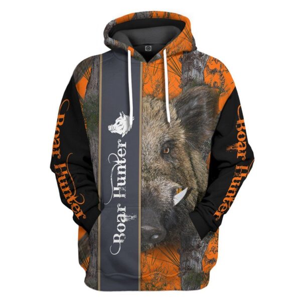 Gearhuman 3D Ferocious Boar Hunter Custom Tshirt Hoodie Apparel GVC09111 3D Apparel Hoodie S 