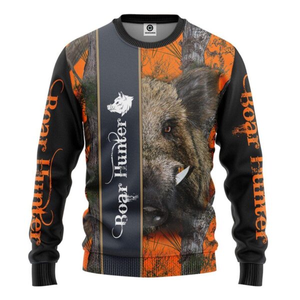 Gearhuman 3D Ferocious Boar Hunter Custom Tshirt Hoodie Apparel GVC09111 3D Apparel Long Sleeve S