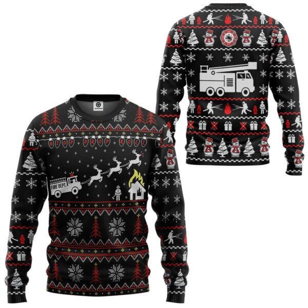 Gearhuman 3D Firefighter FIRE DEPT Ugly Christmas Sweater Custom Sweatshirt Apparel GV081029 Sweatshirt