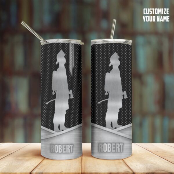 Gearhuman 3D Firefighter Silver Custom Name Tumbler GB180220 Tumbler Long 20oz