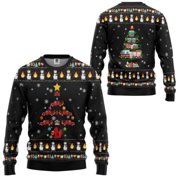 Gearhuman 3D Firefighter Truck Tree Ugly Christmas Sweater Custom Sweatshirt Apparel GV071014 Sweatshirt