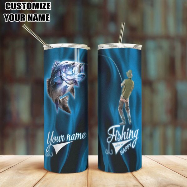 Gearhuman 3D Fishing Custom Name Design Vacuum Insulated Tumbler GV061118 Tumbler Long 20oz