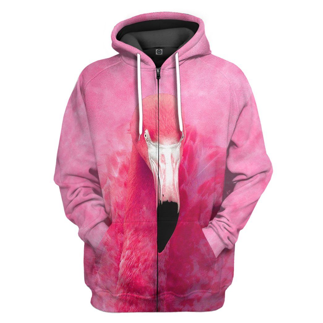 Gearhuman 3D Flamingo Front And Back Tshirt Hoodie Apparel GV08039 3D Apparel Zip Hoodie S