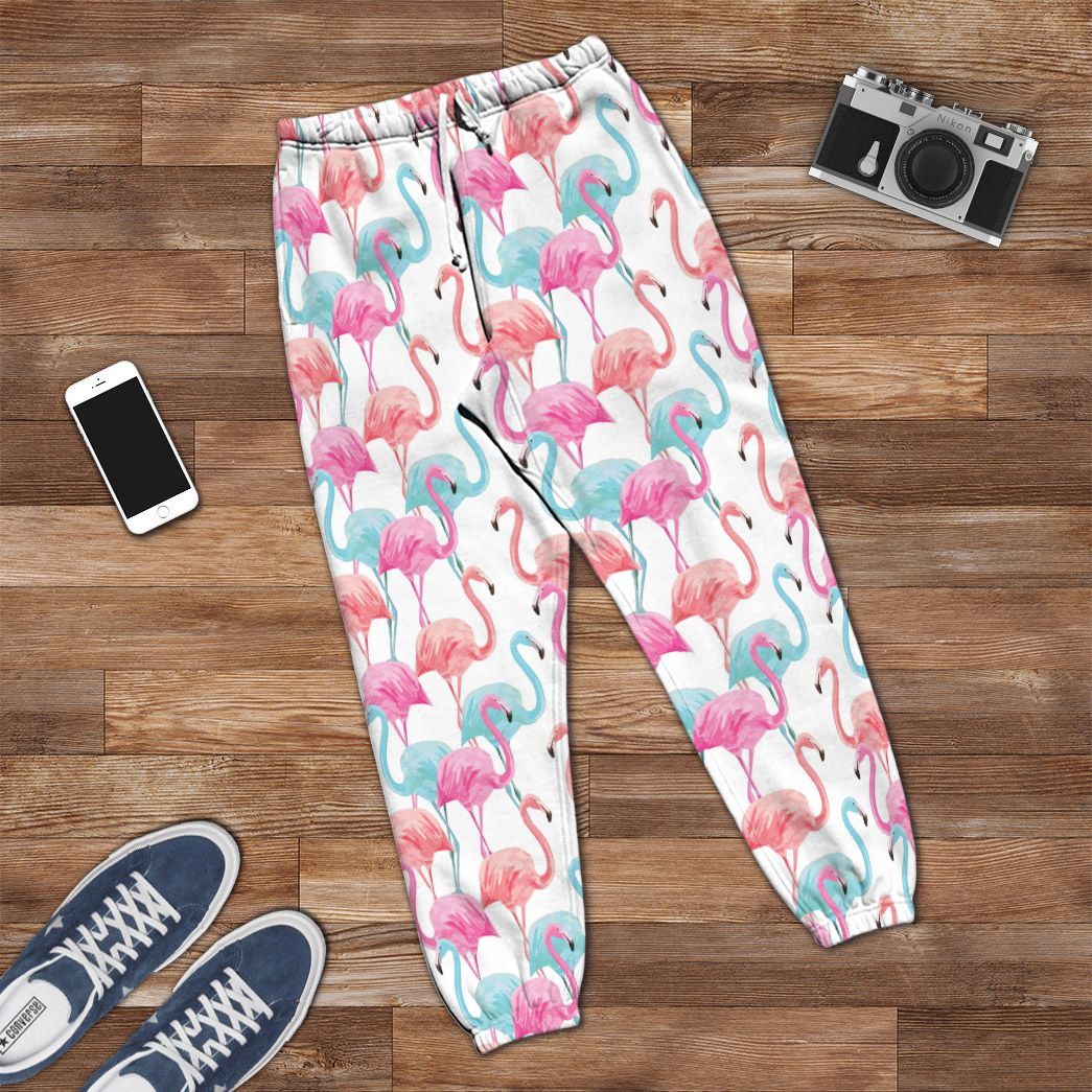 Gearhuman 3D Flamingo Pink Blue Water Hoodie Custom Sweatpants CR211215 Sweatpants