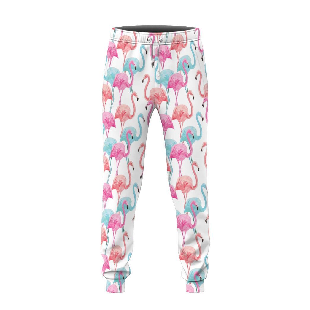 Gearhuman 3D Flamingo Pink Blue Water Hoodie Custom Sweatpants CR211215 Sweatpants