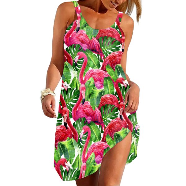 Gearhuman 3D Flamingo Sleeveless Beach Dress ZK0806212 Beach Dress Beach Dress S