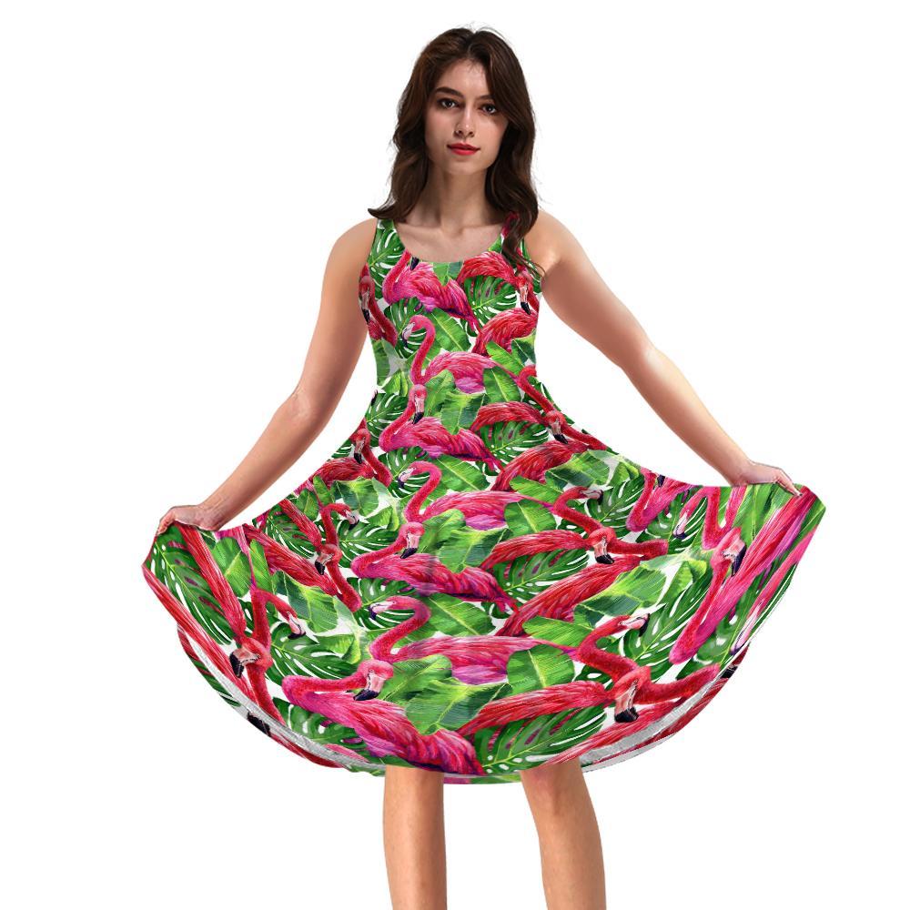 Gearhuman 3D Flamingo Women Dress ZK17062111 Women Dress Women Dress XS
