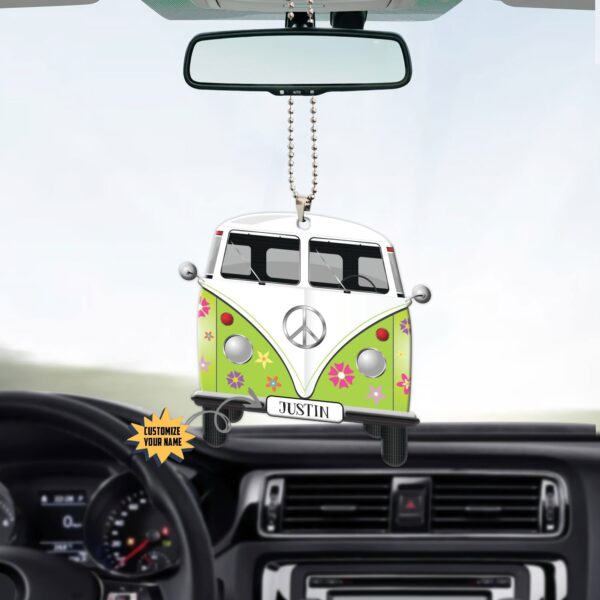 Gearhuman 3D Flowered Hippie Van Custom Name Car Hanging GW1806216 Car Hanging 