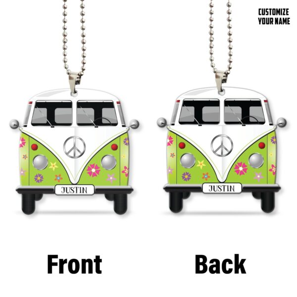 Gearhuman 3D Flowered Hippie Van Custom Name Car Hanging GW1806216 Car Hanging