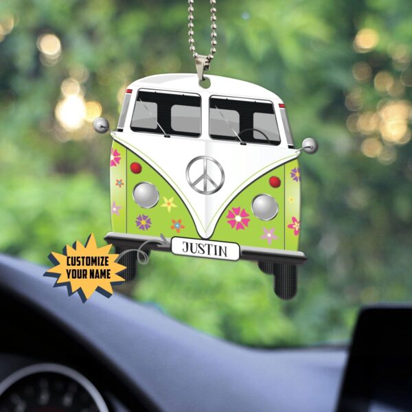 Gearhuman 3D Flowered Hippie Van Custom Name Car Hanging GW1806216 Car Hanging 