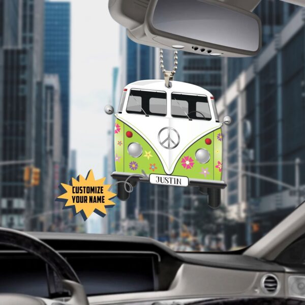 Gearhuman 3D Flowered Hippie Van Custom Name Car Hanging GW1806216 Car Hanging 