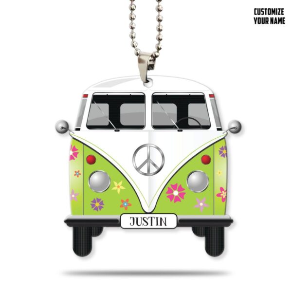 Gearhuman 3D Flowered Hippie Van Custom Name Car Hanging GW1806216 Car Hanging Car Hanging/1 Pack 