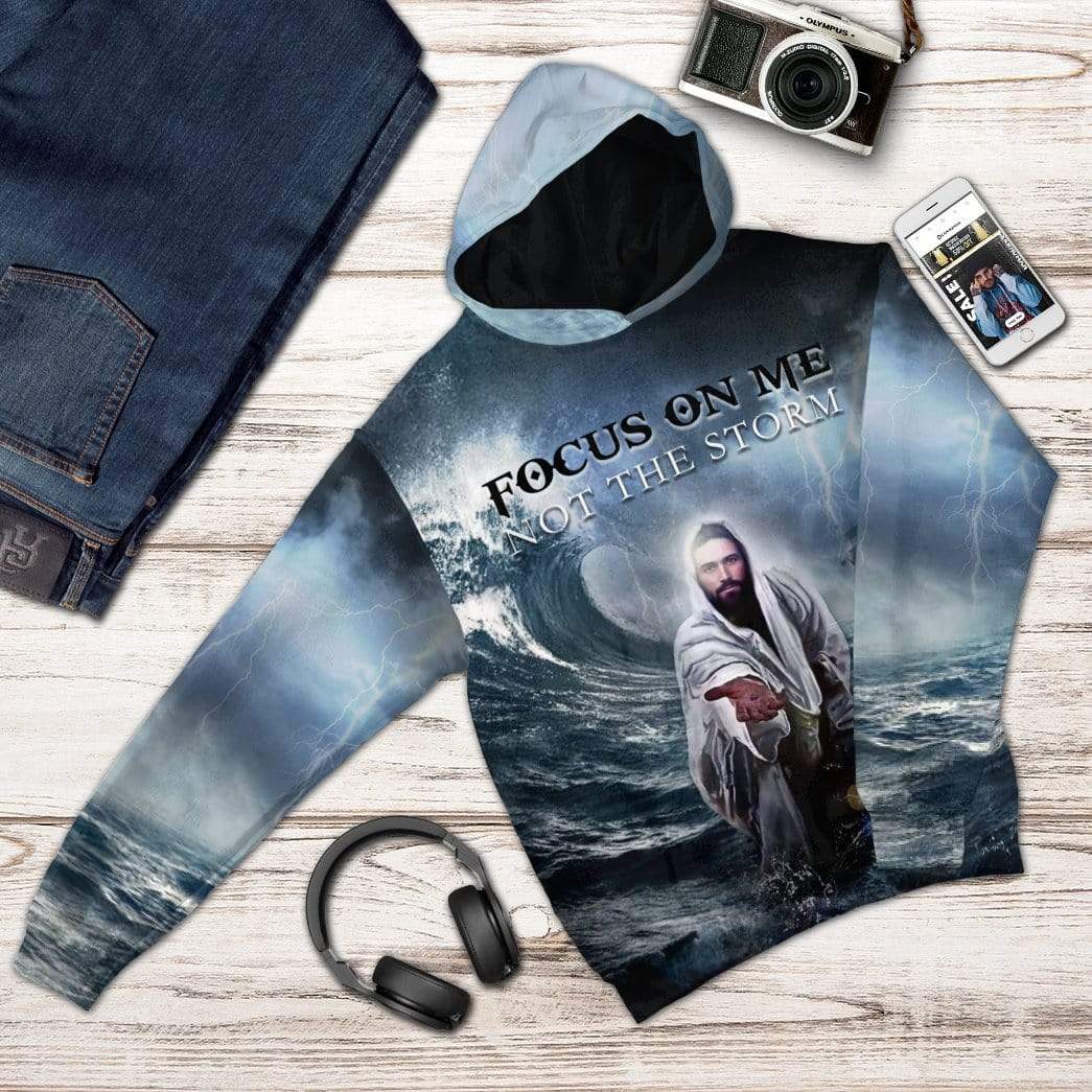 Gearhuman 3D Focus On Jesus Custom Hoodie Apparel GL22068 3D Custom Fleece Hoodies