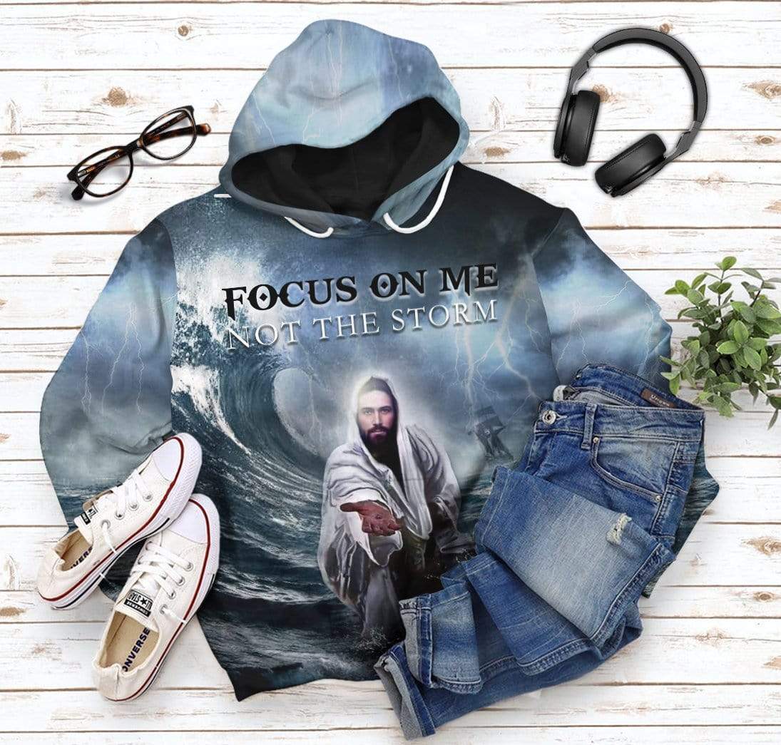 Gearhuman 3D Focus On Jesus Custom Hoodie Apparel GL22068 3D Custom Fleece Hoodies