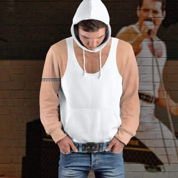 Gearhuman 3D Freddie Mercury Custom Hoodie Apparel GW13086 3D Custom Fleece Hoodies 