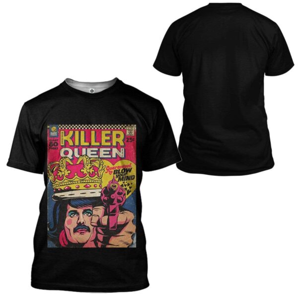 Gearhuman 3D Freddie Mercury Killer Queen Vintage Comic Book Covers Custom Tshirt Apparel GN21084 3D T-shirt