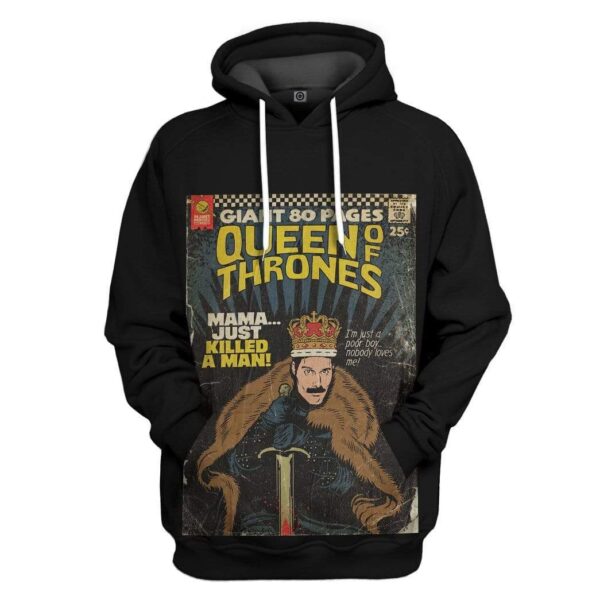 Gearhuman 3D Freddie Mercury Queen Of Thrones Vintage Comic Book Covers Custom Hoodie Apparel GN21088 3D Custom Fleece Hoodies Hoodie S 