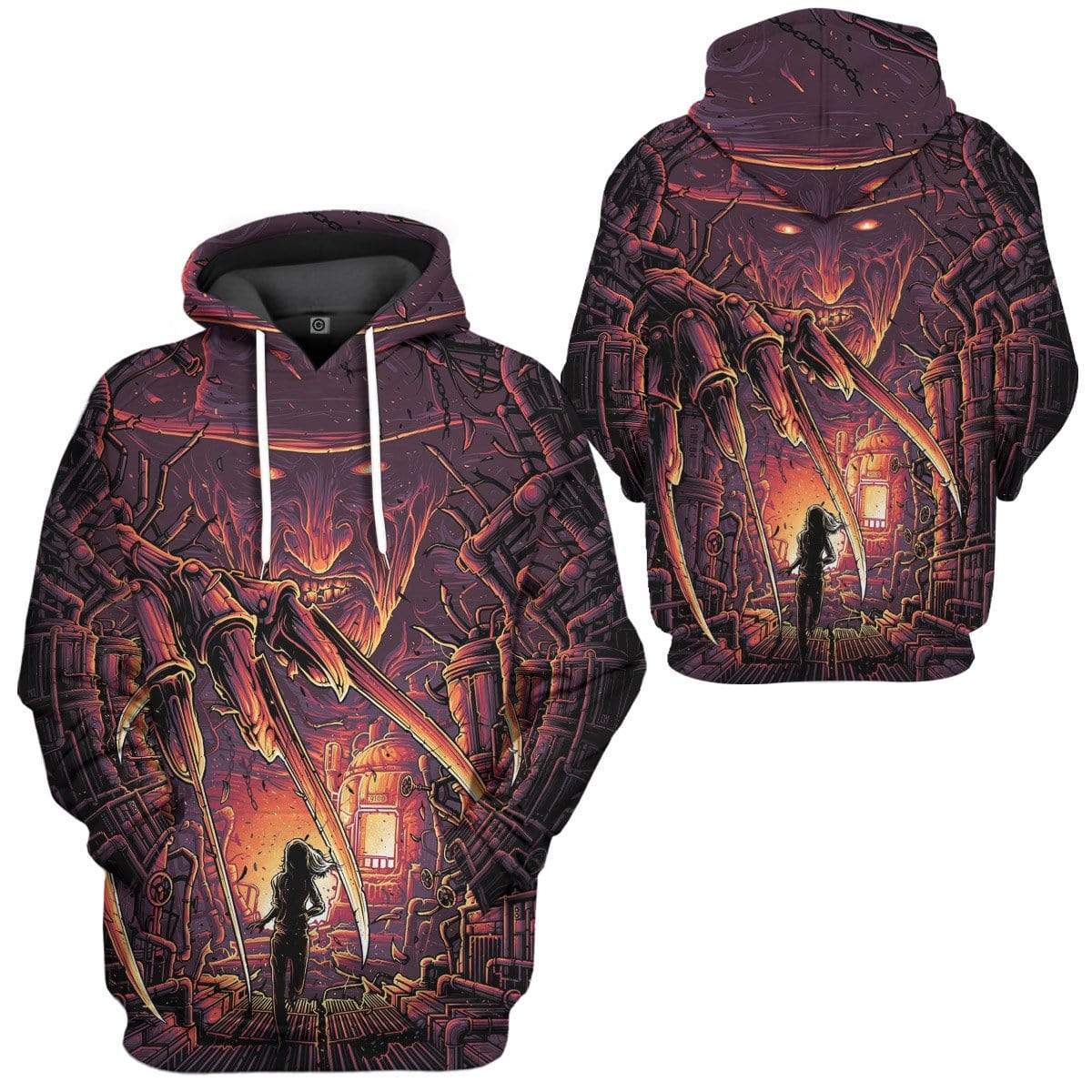 Gearhuman 3D Freddy Krueger Custom Hoodie Apparel GW19084 3D Custom Fleece Hoodies