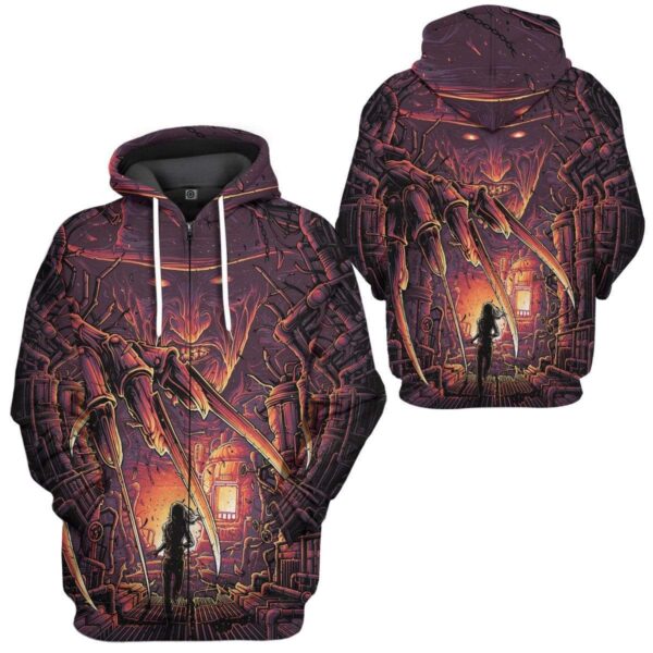 Gearhuman 3D Freddy Krueger Custom Hoodie Apparel GW19084 3D Custom Fleece Hoodies