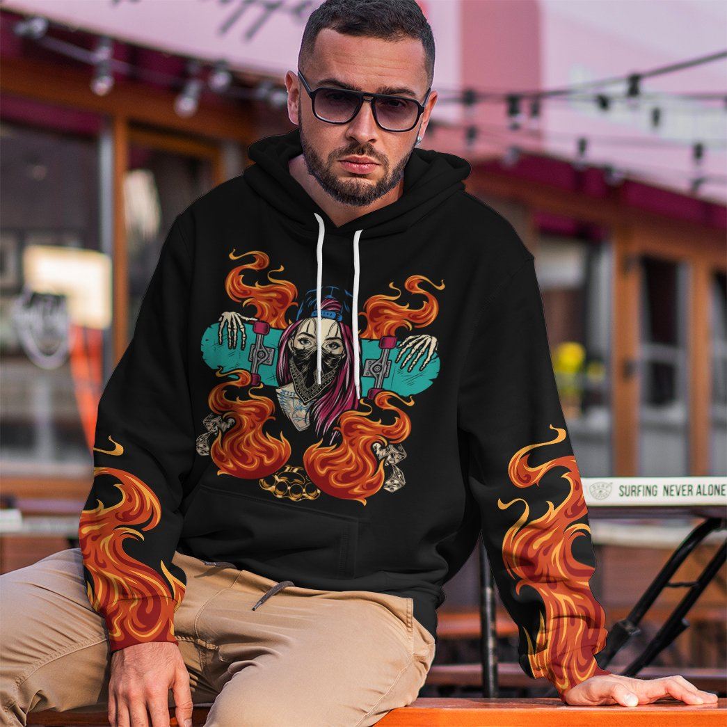 Gearhuman 3D Gangster Girl Skateboard Hoodie Apparel GQ23091 3D Apparel