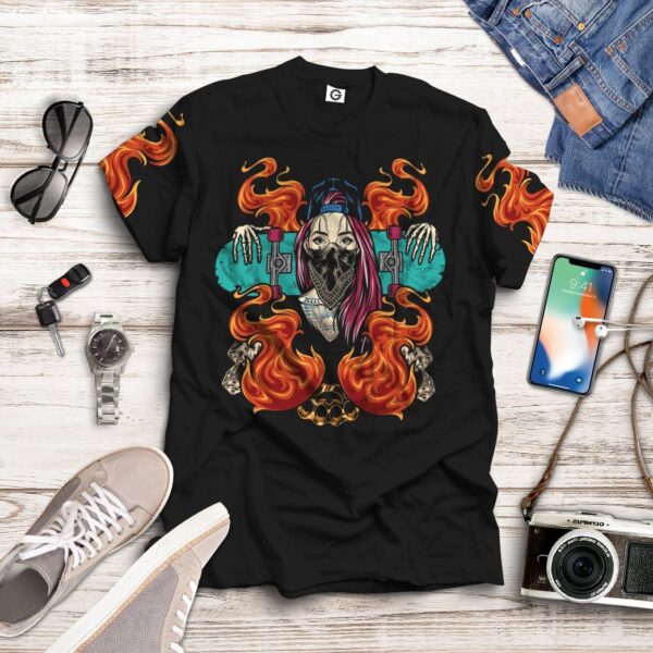 Gearhuman 3D Gangster Girl Skateboard Tshirt Apparel GQ23091 3D T-shirt 