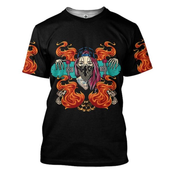 Gearhuman 3D Gangster Girl Skateboard Tshirt Apparel GQ23091 3D T-shirt T-Shirt S 