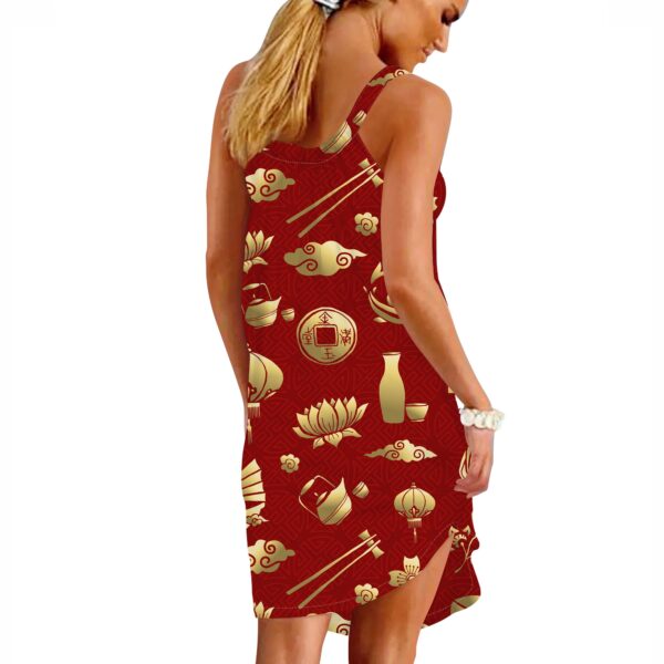 Gearhuman 3D Gold Asian Culture Sleeveless Beach Dress ZK0406217 Beach Dress