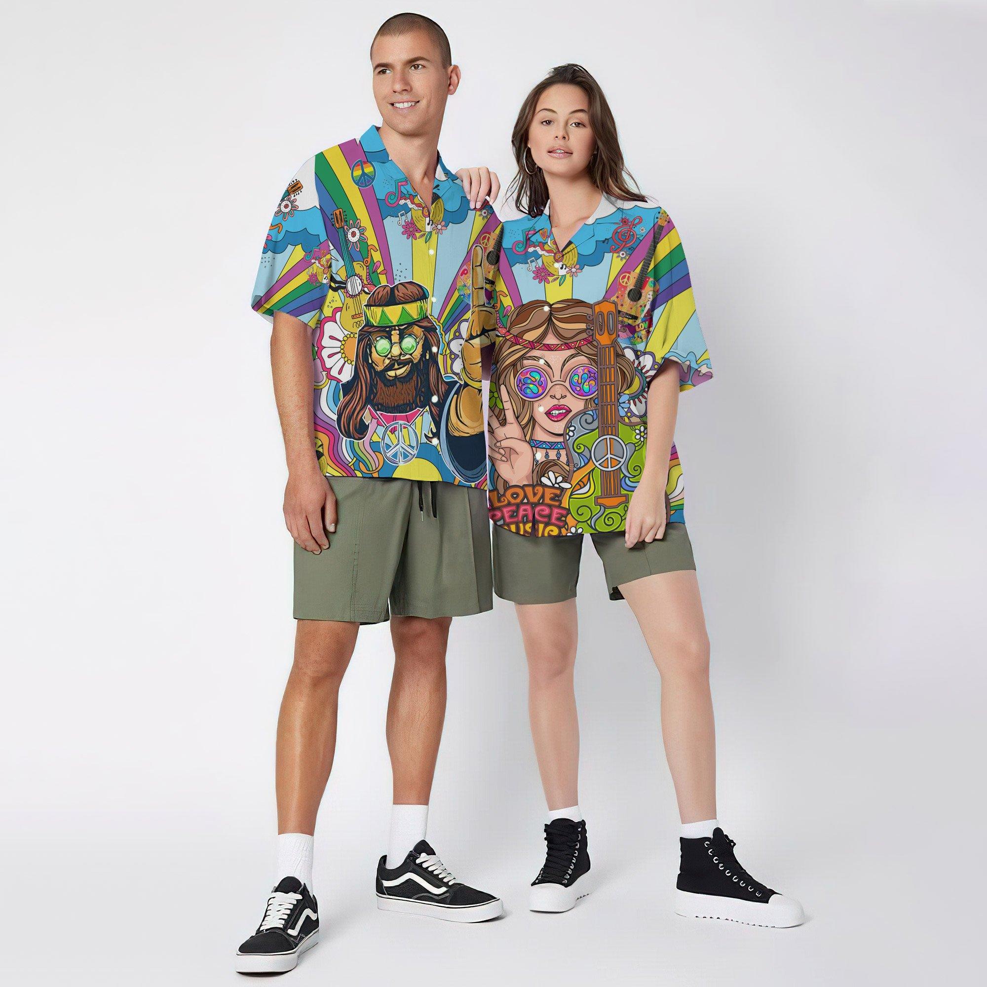 Gearhuman 3D Hippie Men With Guitar Custom Hawaii Shirt GS06072110 Hawai Shirt