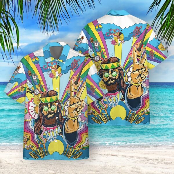 Gearhuman 3D Hippie Men With Guitar Custom Hawaii Shirt GS06072110 Hawai Shirt