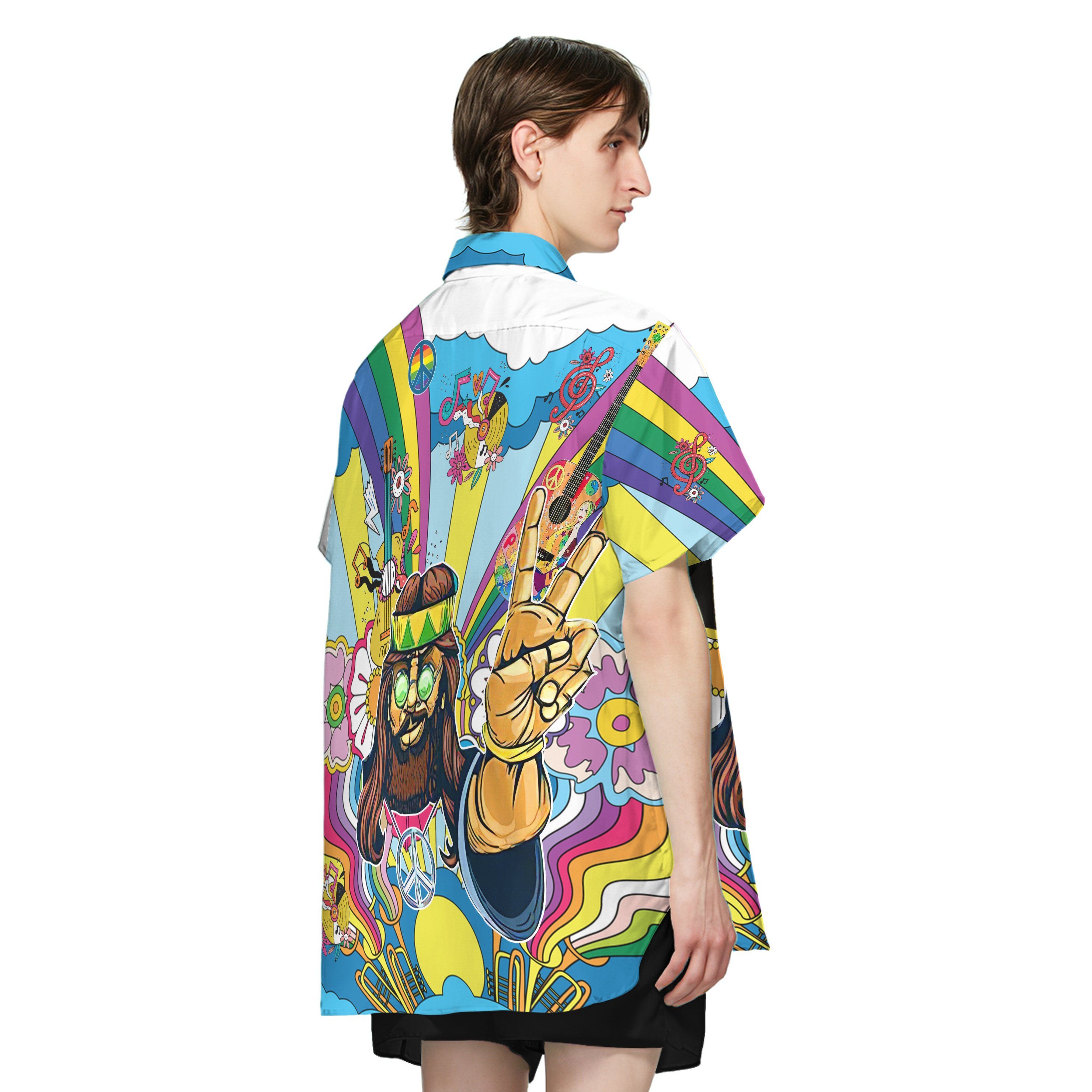 Gearhuman 3D Hippie Men With Guitar Custom Hawaii Shirt GS06072110 Hawai Shirt