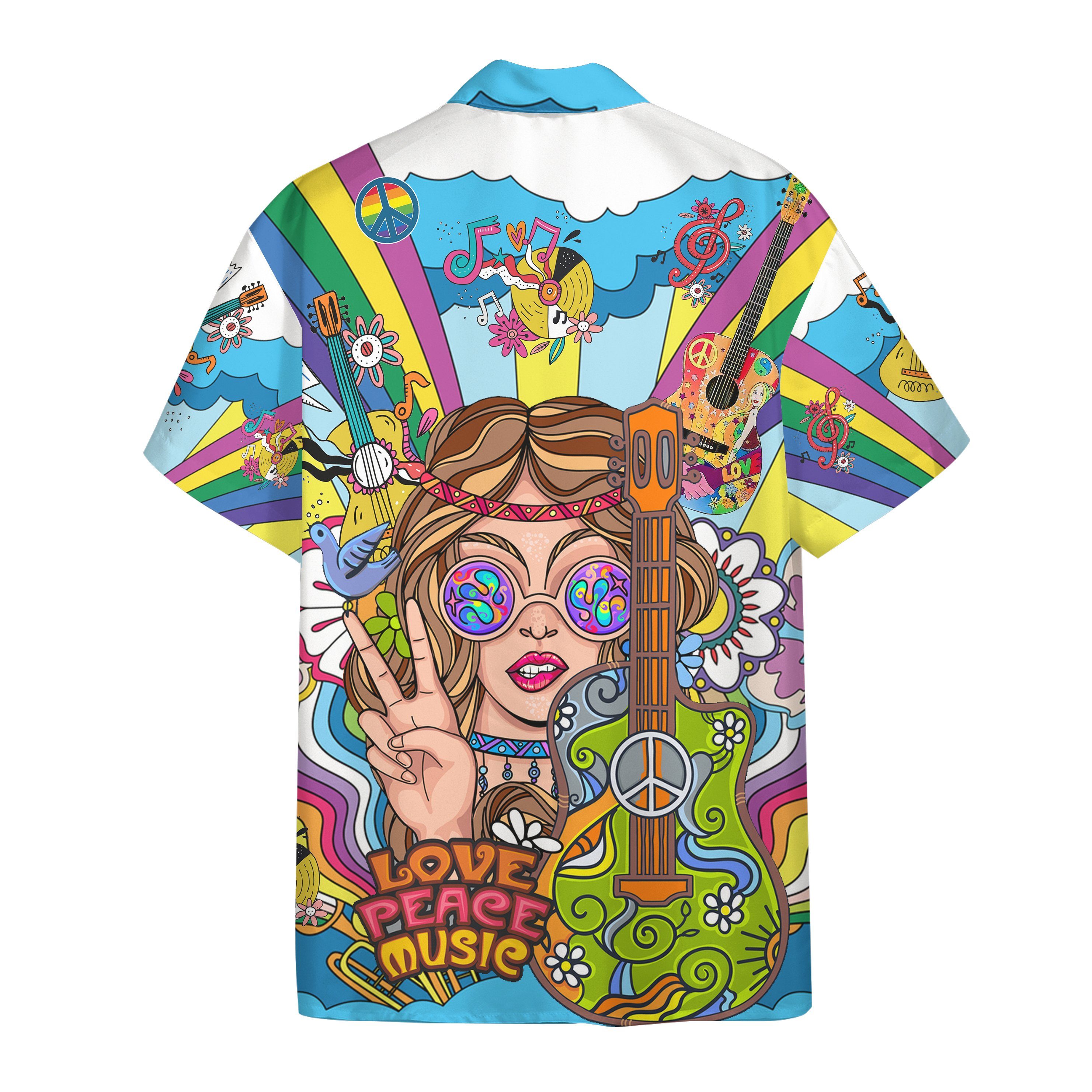 Gearhuman 3D Hippie Woman With Guitar Custom Hawaii Shirt GS06072111 Hawai Shirt
